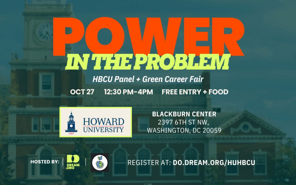 howard university homecoming power in the problem tour for green jobs and youth civic engagement in washington dc flyer promotion