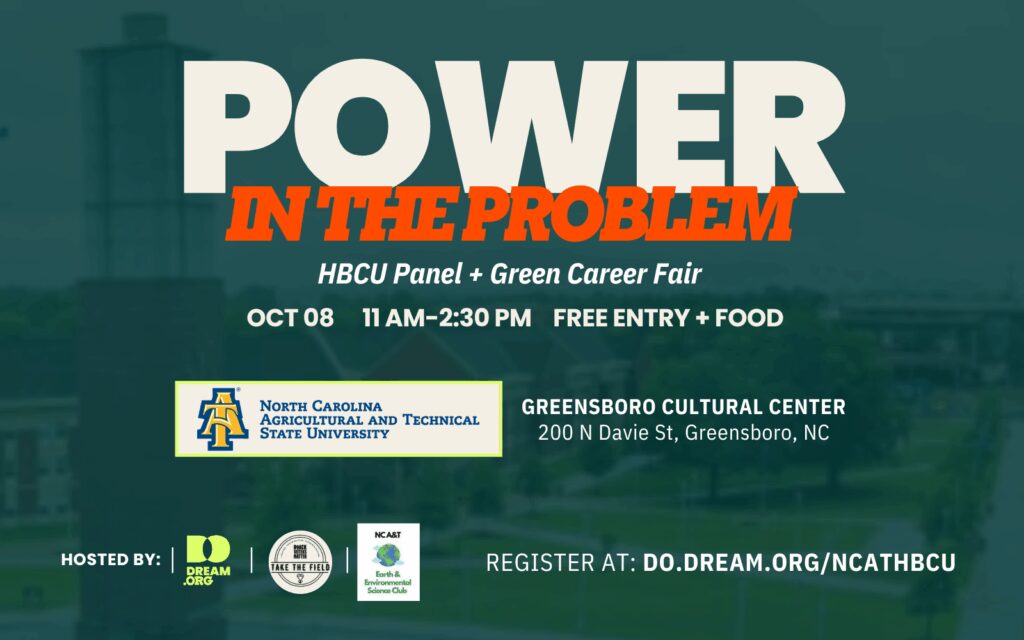 north carolina a&t hbcu homecoming power in the problem tour for green jobs and youth civic engagement flyer promotion in greensboro